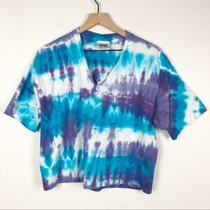 Vintage tie dye short sleeve cropped shirt M